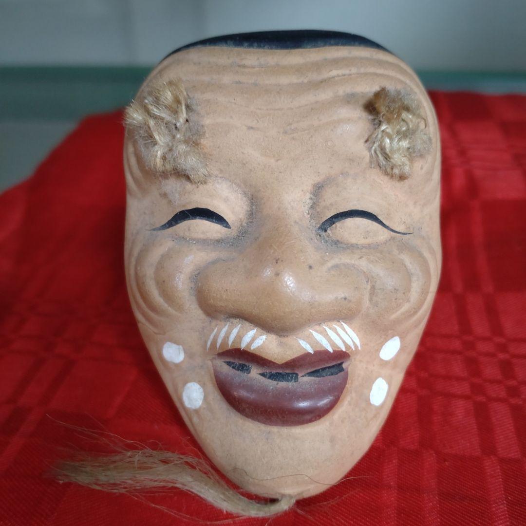 昭和　伝統的な翁の陶器製土鈴
